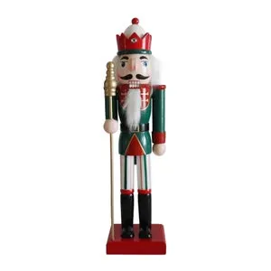 Cascanueces de Navidad Rebecca Mobili Cereo 35x8x10 Madera Verde Rojo Clásico