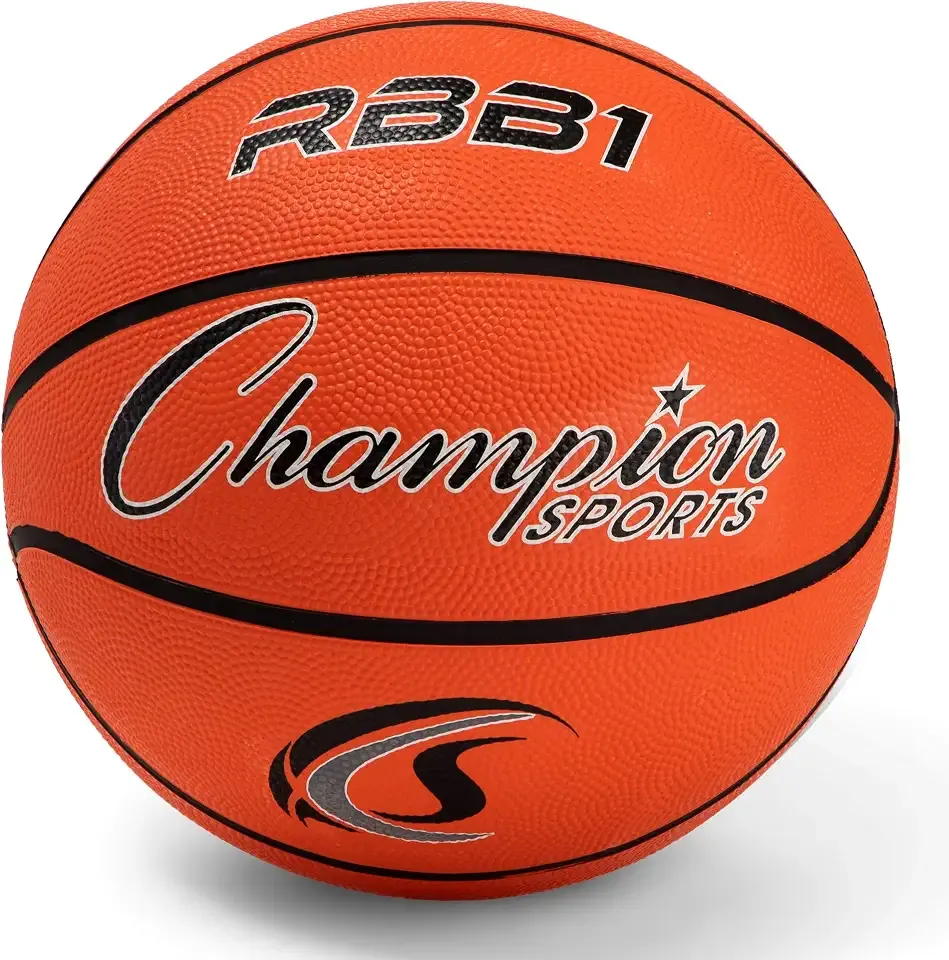 Champion Sports Rubber Basketballs – Durable Indoor & Outdoor Training & Recreational Game Balls, Multiple Sizes & Colors