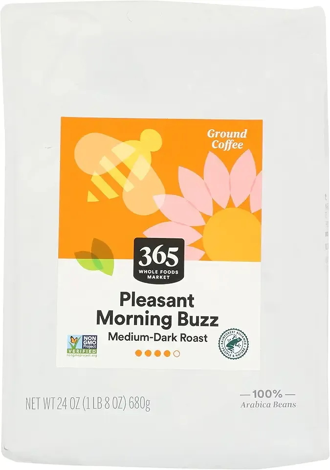365 by Whole Foods Market, Pleasant Morning Buzz Ground Coffee, Medium-Dark Roast, 24 Ounce