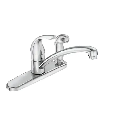Adler Single-Handle Low Arc Standard Kitchen Faucet with Side Sprayer in Chrome