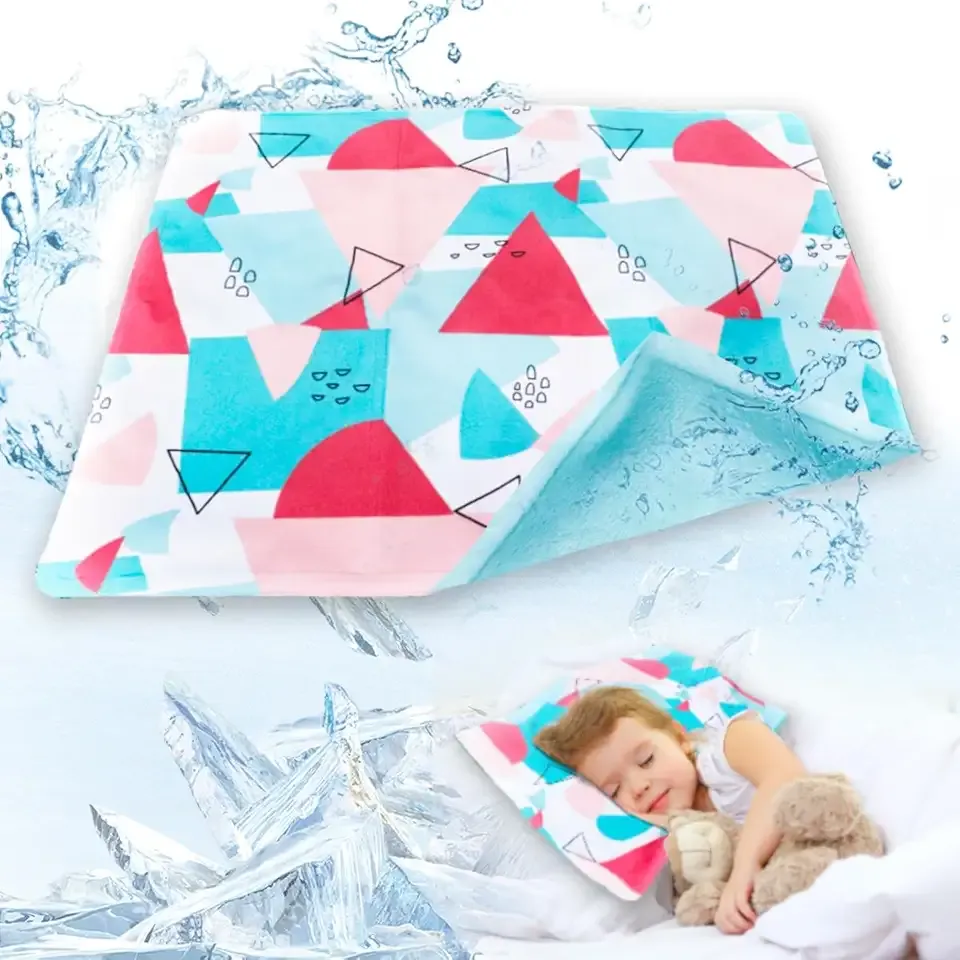 Pillow Cooling Pad Mat, Cold Pillow Injuries, Perfect for Night Sweats, Migraines, Fevers, Hot Flashes, Reusable (Geometric Patterns)