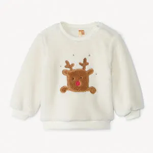 Sweat sherpa à patch renne de Noël pour bébé garçon