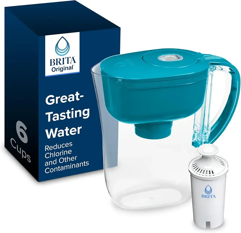 Brita Metro Water Filter Pitcher with SmartLight Change Indicator, BPA-Free, Replaces 1,800 Plastic Water Bottles a Year, Lasts Two Months, Includes 1 Filter, Small - 6-Cup Capacity, Turquoise