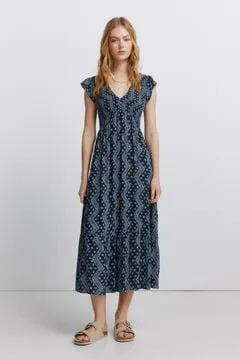 Vestido midi estampado cenefa