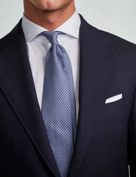 Tie Silk Navy Pattern