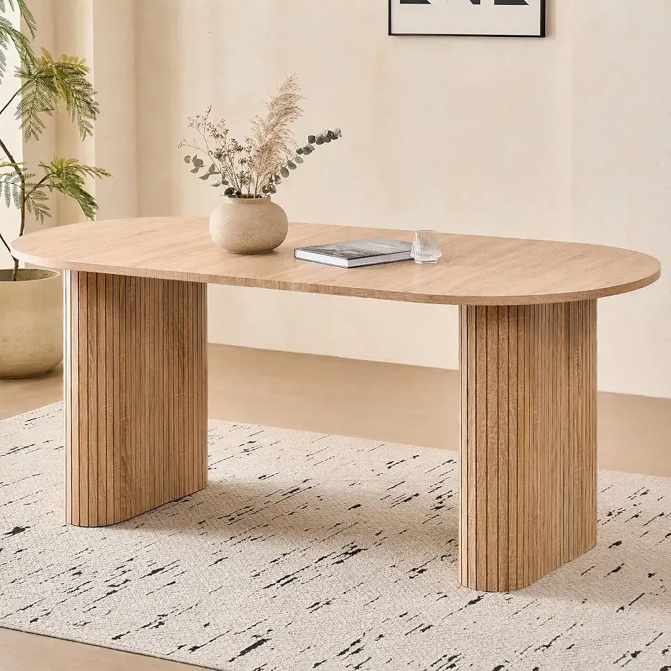 70.8" Oval Dining Table for 4 6 Person, Natural