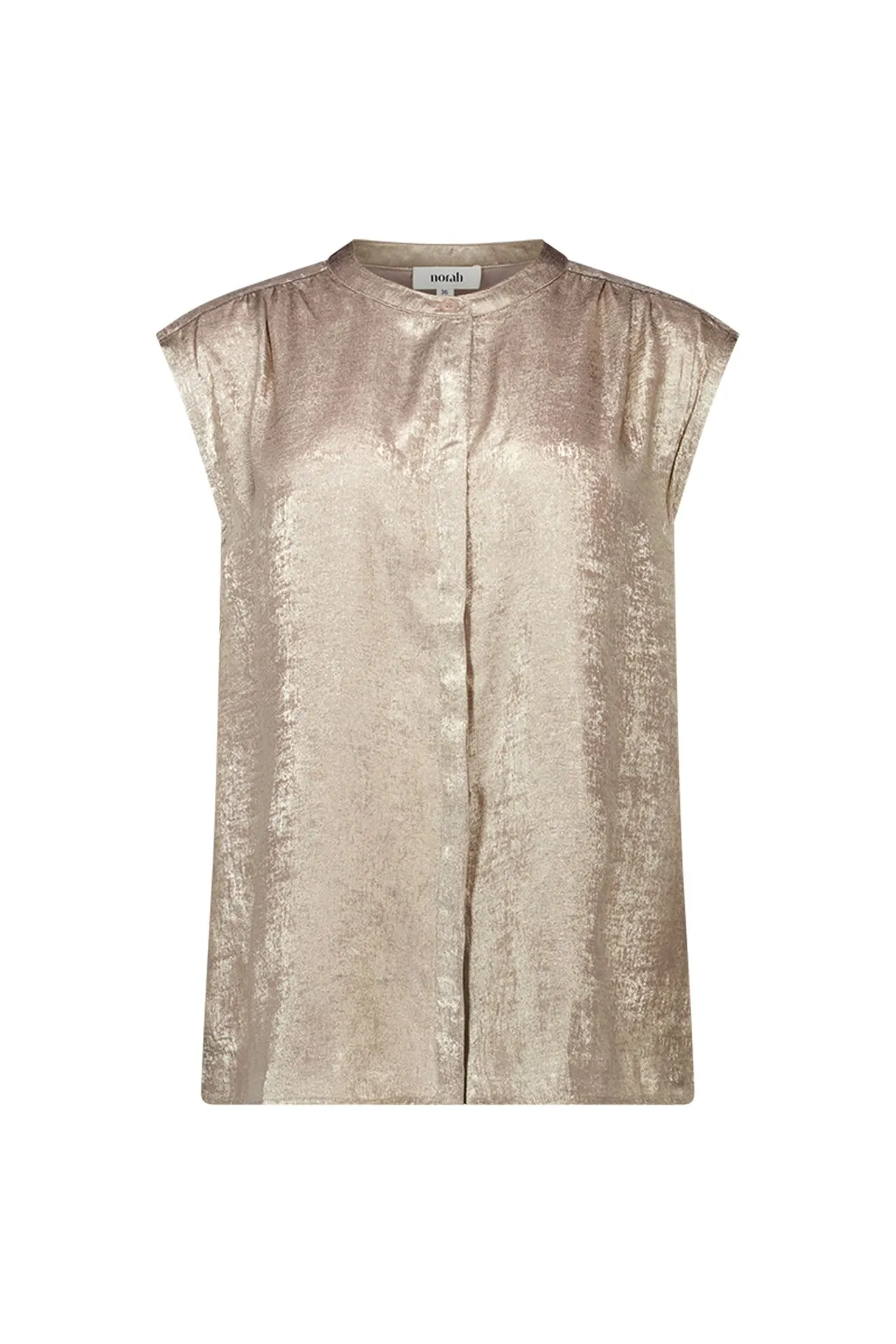 Champagnekleurige glanzende blouse