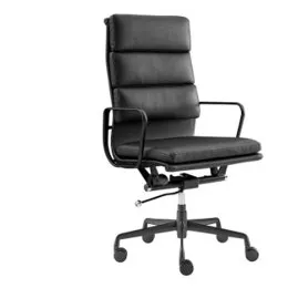 Matt Blatt Eames Replica High Back Soft Pad Leather Office Chair (Black/Black)