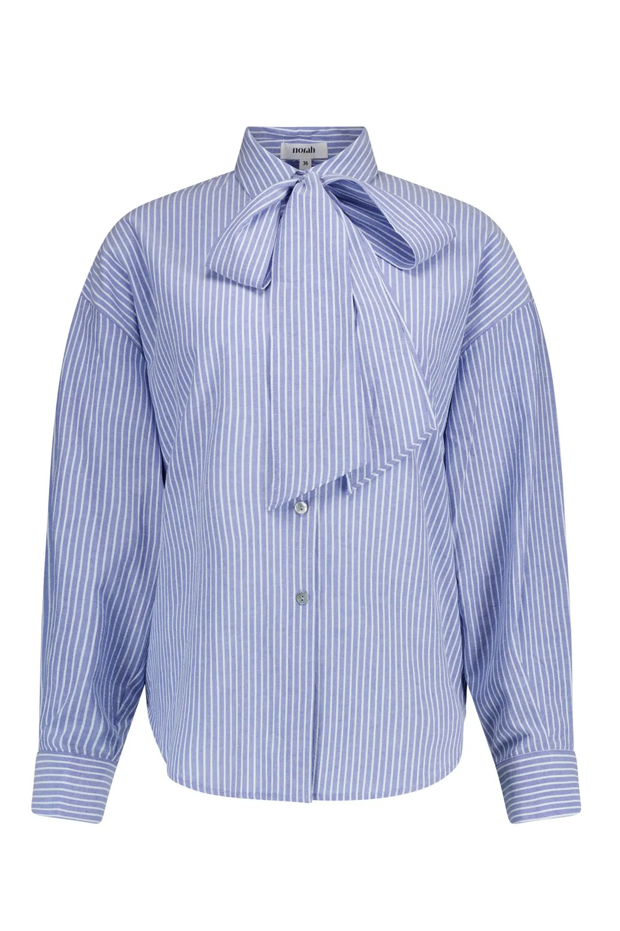 Blauw/wit gestreepte blouse met strik