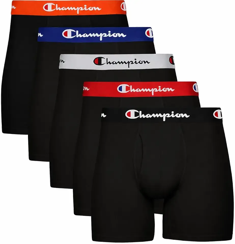 Men's Everyday Cotton Stretch 5 Pack Boxer Briefs, Total Support Pouch, Moisture-Wicking, No Ride-up Fit