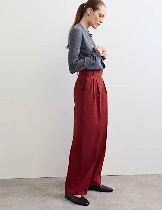 Italian Wool Rich Wide Leg Trousers