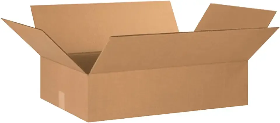 BOX USA 24166 Flat Corrugated Cardboard Box 24" L x 16" W x 6" H, Kraft, For Shipping, Packing and Moving (Pack of 20)