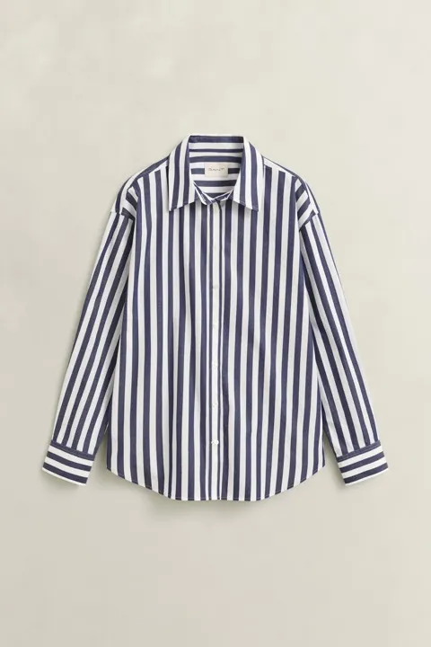Avslappet Stripet Poplin Skjorte