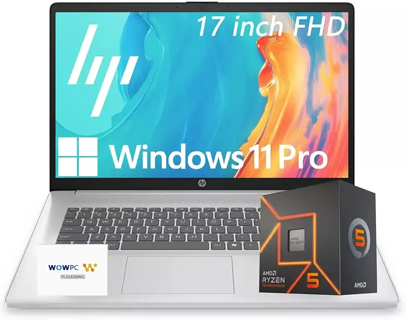 17 Business Laptop 2025/2026 Edition, 17.3" FHD IPS Display, AMD 7000 Series Ryzen Processor (Beats Intel i7-1355U), Copilot Key, 64GB RAM, 2TB SSD, HDMI, Wi-Fi 6, Windows 11 Pro, WOWPC USB