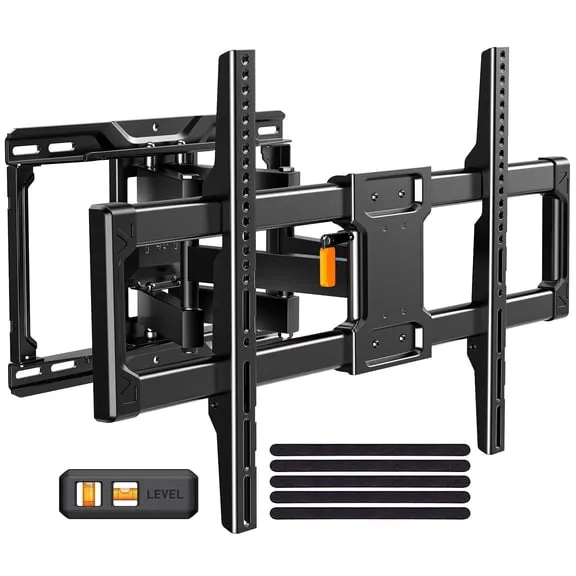 MountFTV Full Motion TV Wall Mount Bracket for 42-90 Inch TVs, Holds up to 132 lbs, Max 600x400mm, 6 Articulating Arms Heavy Duty TV Wall Mount with Tool-Free Tilt, Fits 12/16 Wood Studs