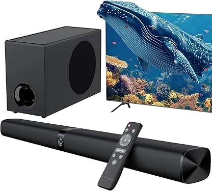 Assistrust Sound Bar with Subwoofer, 110W Sound Bar f…