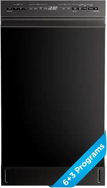 Midea 18 Inch Built-in Dishwasher, 8 Place Settings, Stainless Steel Tub | 6 Washing Cycles, Energy Star Certified with Heated Dry & High-Temp Wash, Slim Quiet for Apartments, and RVs, Black