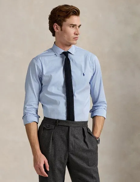 Custom Fit Striped Poplin Shirt Blue/White