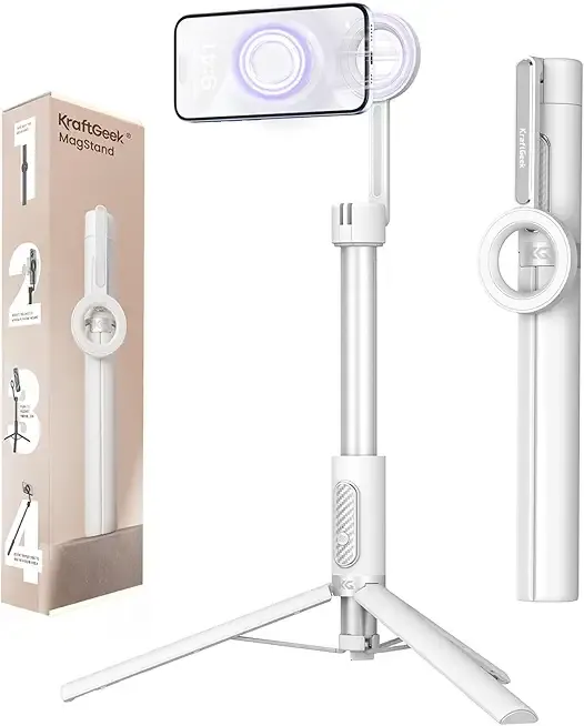 64" Magnetic Phone Tripod for iPhone MagSafe, Reinforced Aluminum Selfie Stick Tripod Stand for Video Recording, Vlogging & Travel Content Creators