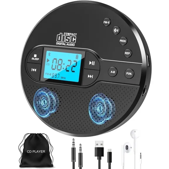 Deal, NEW 2026 CD Player Portable with Bluetooth, Greadio 2000mAh Rechargeable Discman CD Player for Car $37.96 Was $74.99