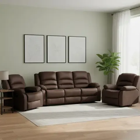 Juego de Living Moderno Reclinable – Sofá 3 Cuerpos + 2 Bergers