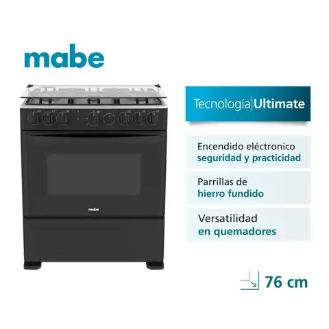 Cocina de Piso a Gas 76cm Negro Mabe CMP3020FN1