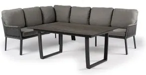 Tierra Outdoor 6-zits diningset Liv aluminium antraciet links