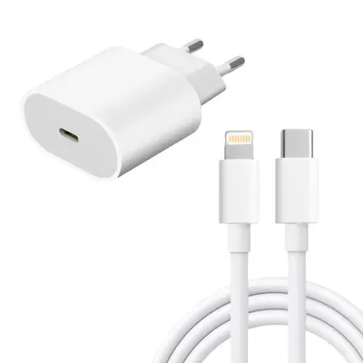 USB-C Ladegerät 20W mit 1m iPhone Lightning Ladekabel – Schnellladegerät mit Ladekabel Ladeset für iPhone 5 bis 14 Pro Max
