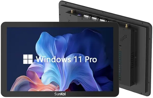 SunKol 15.6 inch Embedded Industrial Panel PC，10 Point Capacitive 1920 * 1080 Touch Screen，VESA Bracket，Win 10 Computer for Automation，…