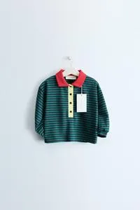 ZARA TIMELESS - STRIPED CONTRAST COLLAR POLO SHIRT