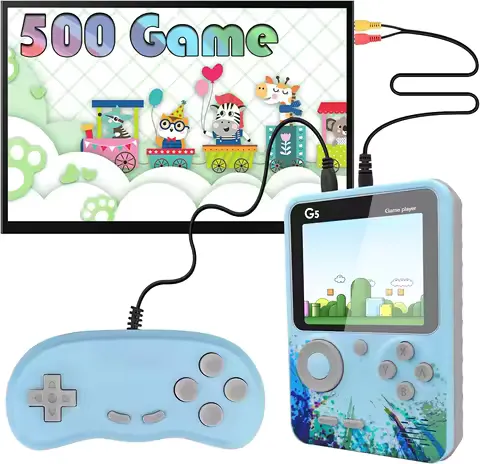 Handheld game console, rechargeable dual-player game console, can connect to TV, Children's Day gift