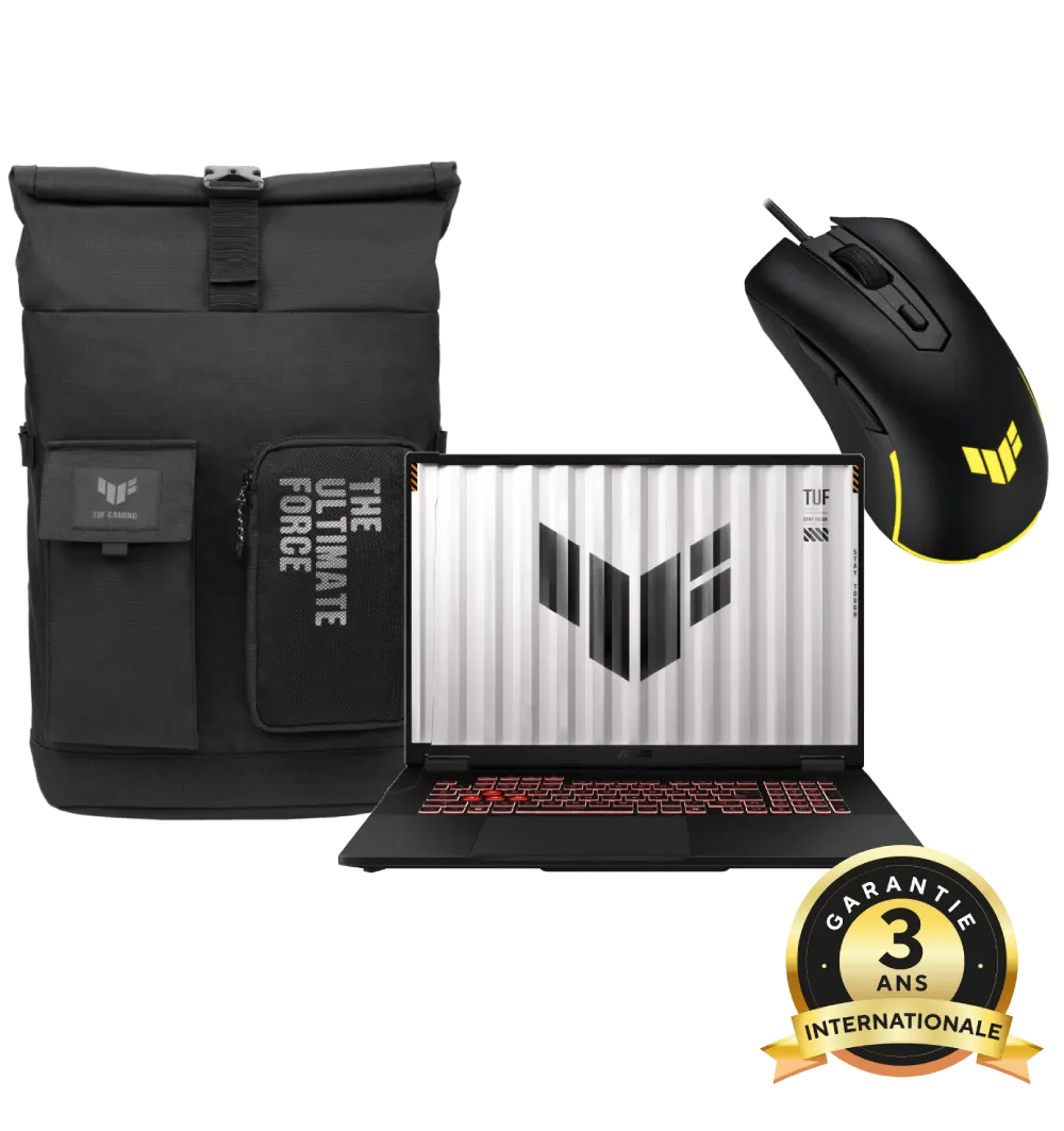 TUF Gaming A18 - 18" FHD+ 144Hz Ryzen 7 260 RTX5070 32Go 512Go Sans OS avec Sac et souris TUF