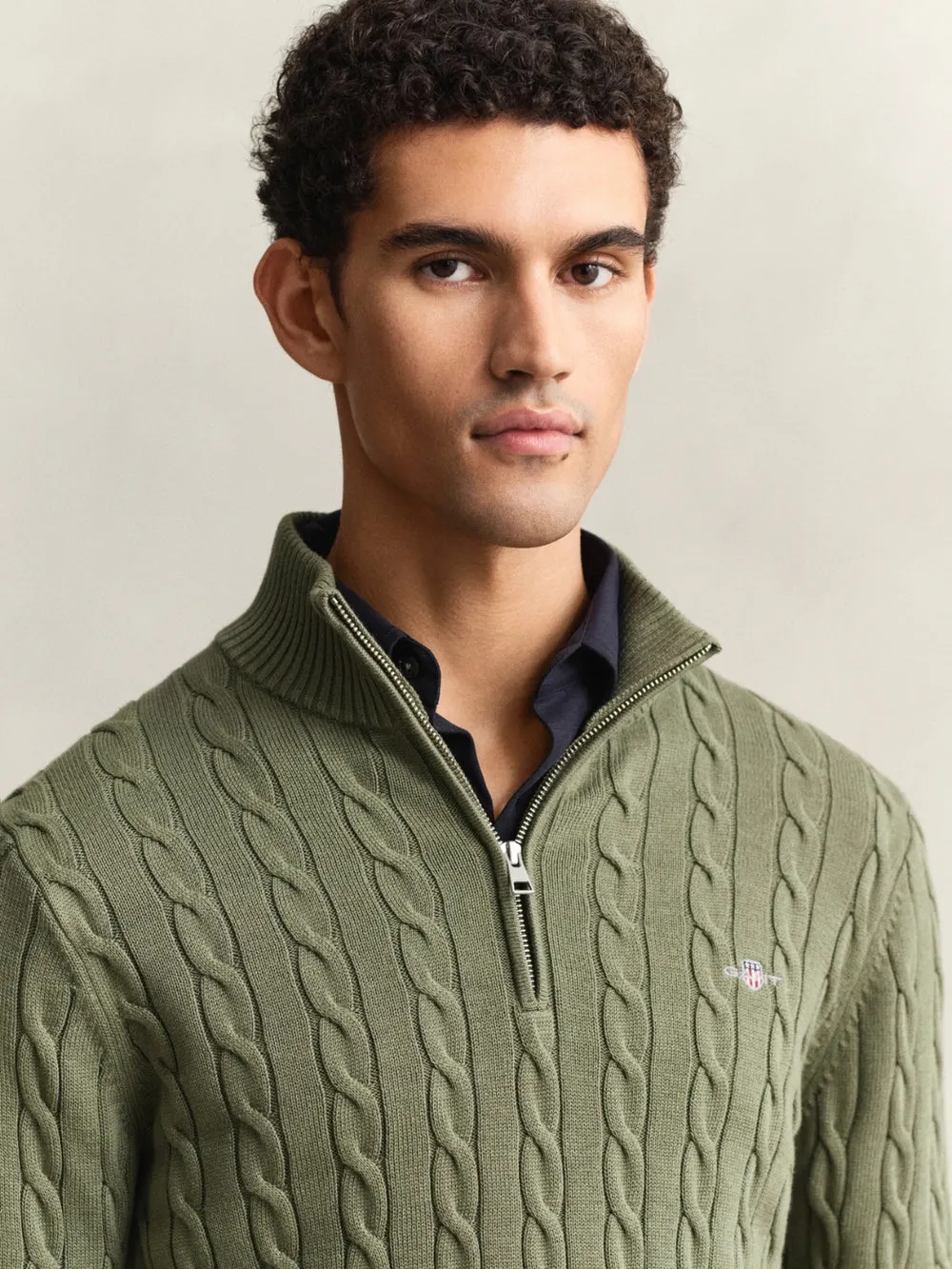 Cotton Cable Half Zip