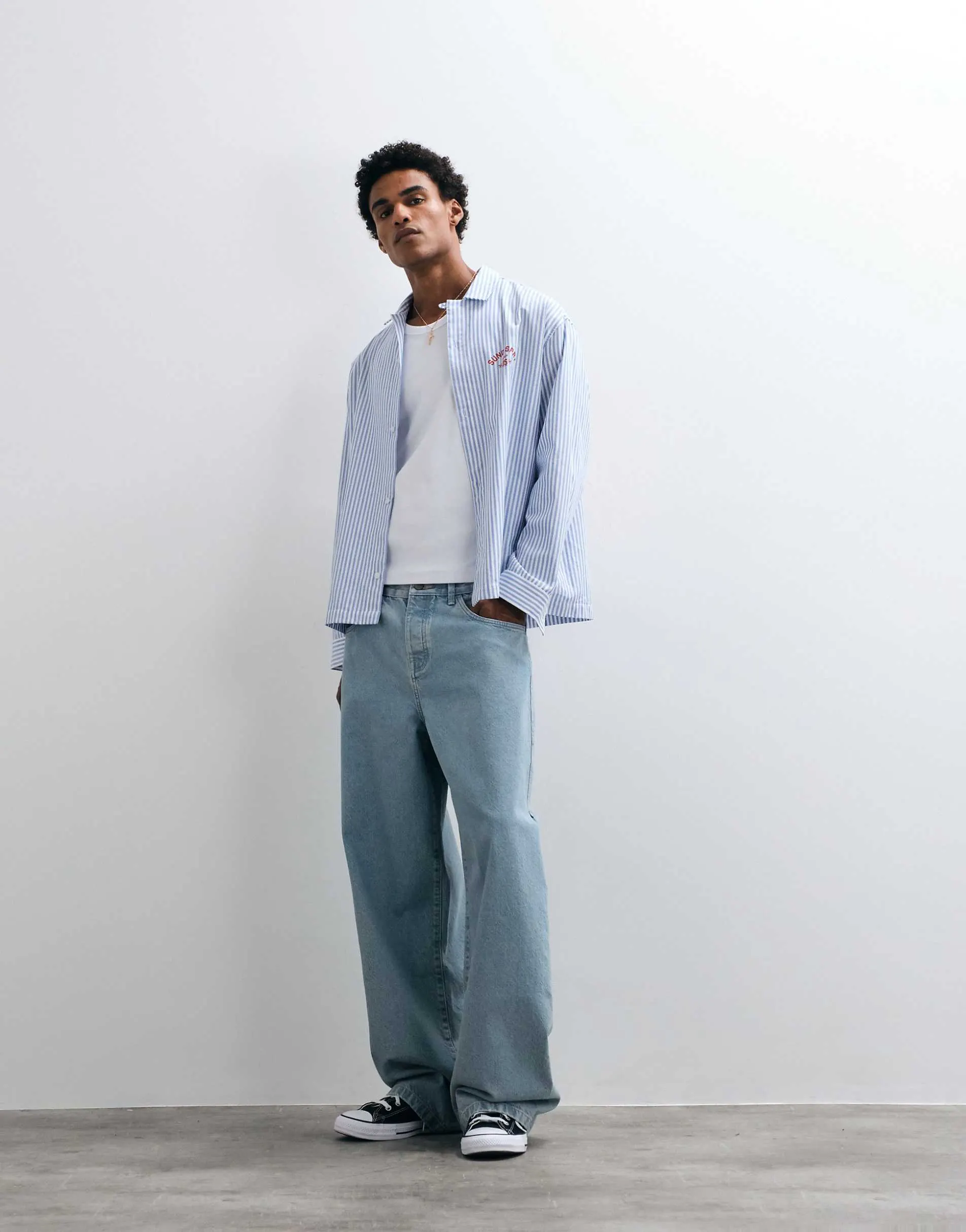 ASOS DESIGN baggy jeans in light wash blue