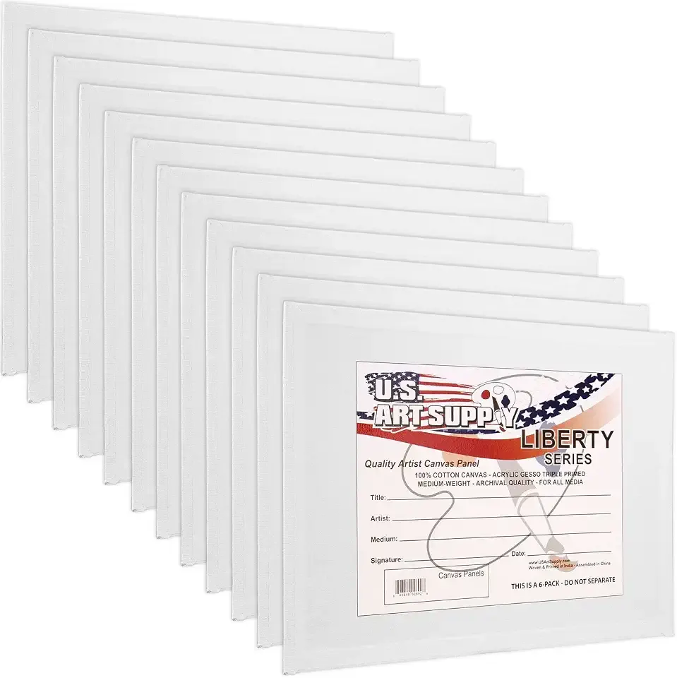U.S. Art Supply 9 X 12 Inch Art Canvas Board Panels 12 Pack - 8 Ounce