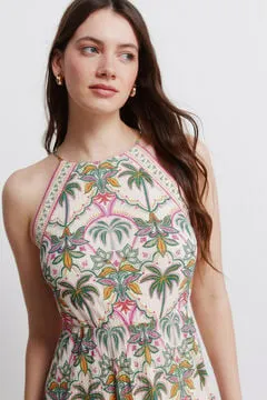 Vestido cuello halter estampado