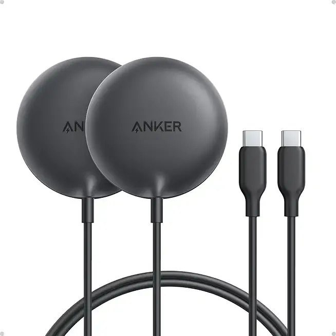 Anker Zolo Magnetic Wireless Charger, 2-Pack Qi2 Certified 15W MagSafe-Compatible Wireless Charging Pad, for iPhone 17/16/15/14/13 Series, AirPods, and More (Not for Pixel, Adapter Not Included)