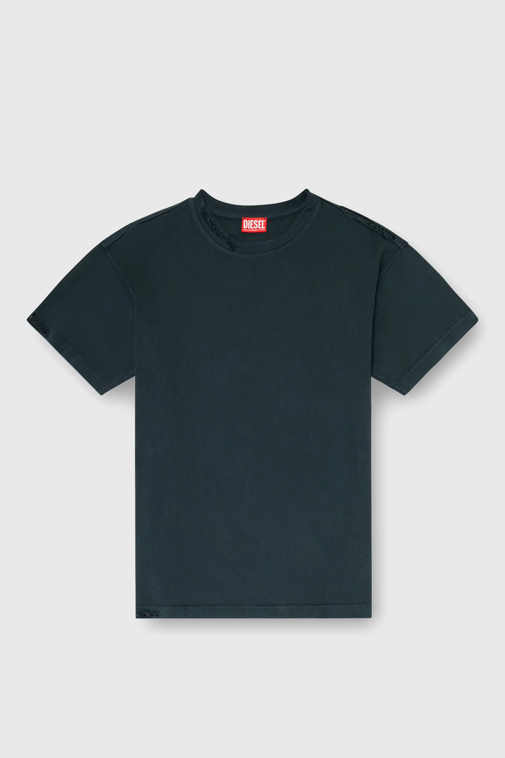 T-shirt with frayed edges and crystal details