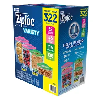 Ziploc Seal Top Bag, Variety Pack, 322-count