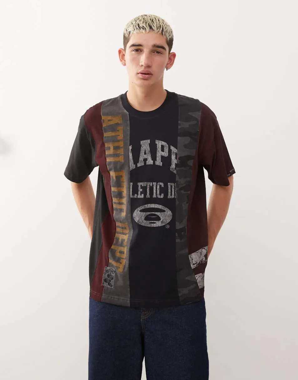 Aape by A Bathing Ape boxy spliced t-shirt in multi