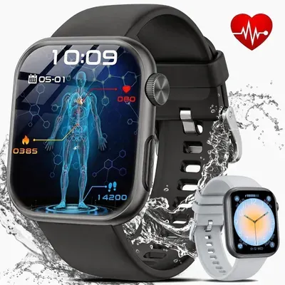 Smartwatch Damen Herren EKG+PPG/Blutdruck/SpO₂/BMI-Überwachung(1,97 Zoll), 2026 NEW Fitnessuhr mit Herzfrequenz-/SpO2-/Schlafüberwachungsfunktion