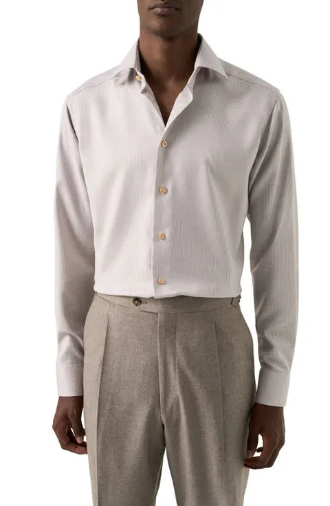 Slim Fit Houndstooth Twill Dress Shirt