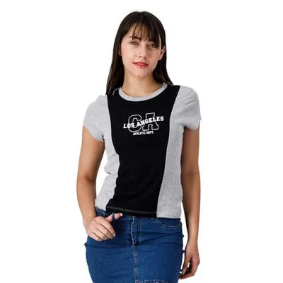 Playera Mxstaza Mujer Franja Al Frente En Contraste Los Angeles CA
