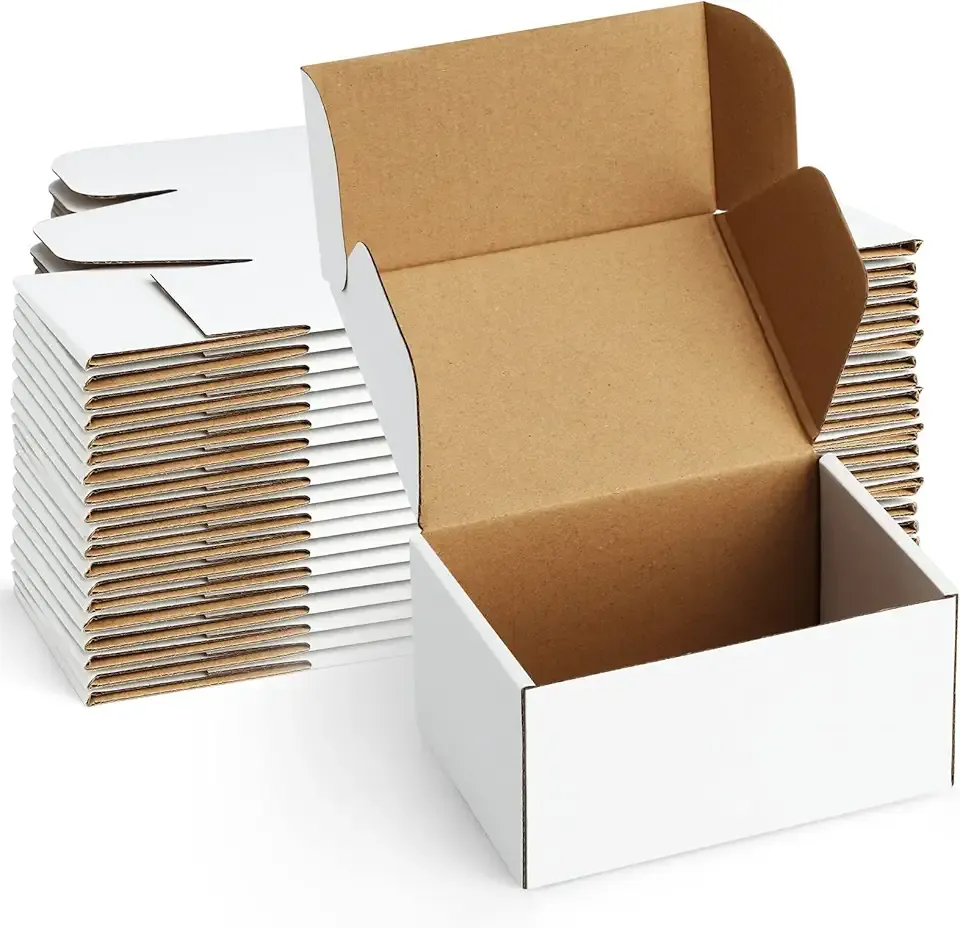 Shipping Boxes 6x4x3 inches Small Mailing Boxes 25 Pack White Cardboard Corrugated Box Mailers