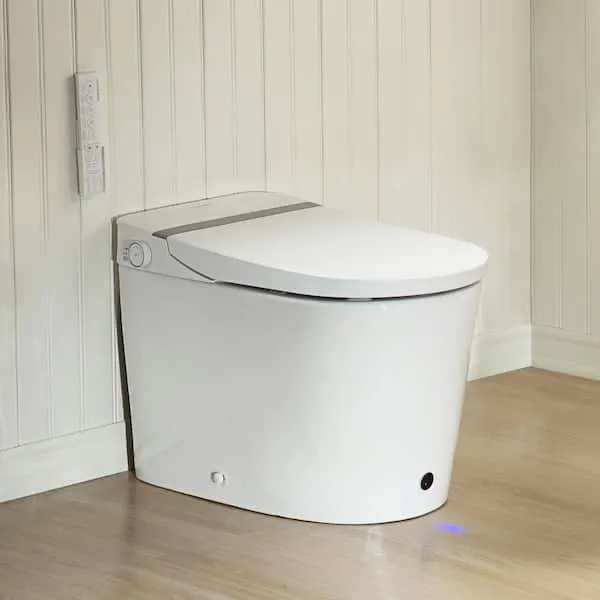 Casta Diva Home Care Elongated Smart Bidet Toilet 1.28 GPF in White with Kid-Friendly Sensing Seat, Foam Shield, Auto Temp/Flush