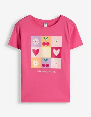 T-shirt - Stampa frontale - Rosa