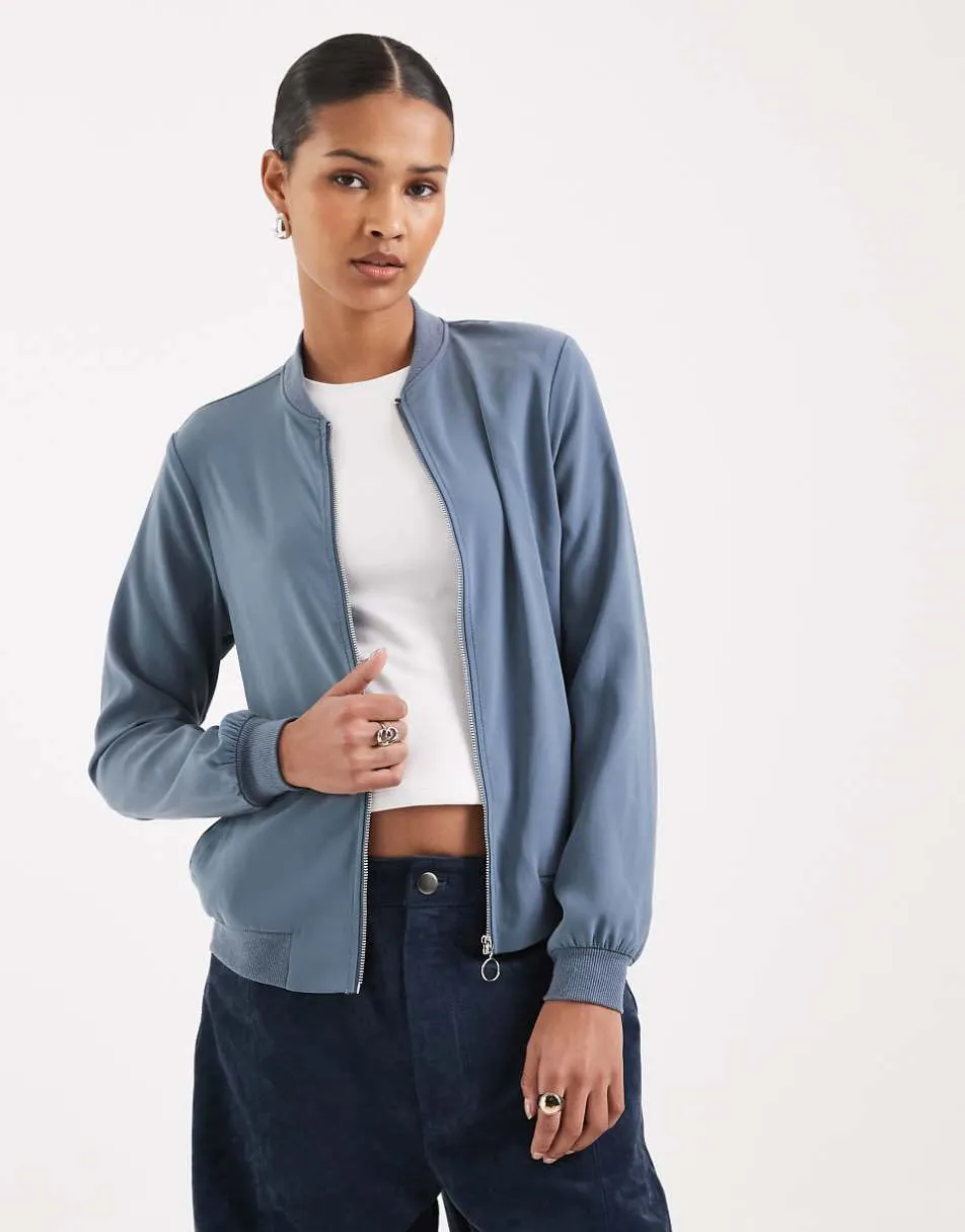 Vero Moda lightweight zip front bomber jacket in china blue