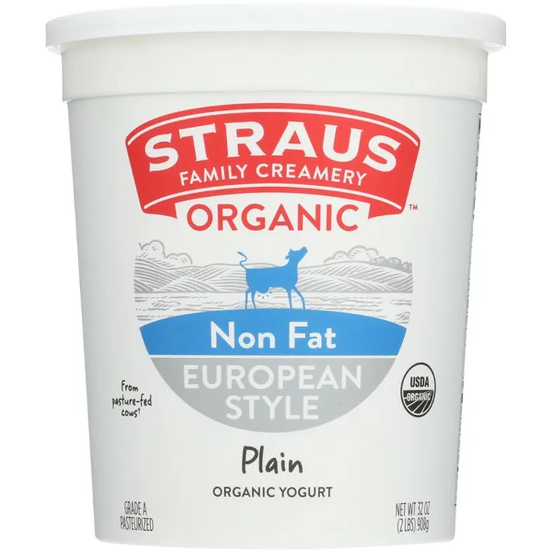 Straus Family Creamery Organic Non Fat European Style Plain Yogurt
