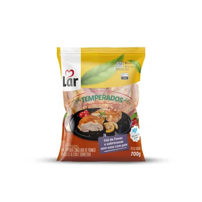 filé de coxa e sobrecoxa lar temperado sem osso e com pele 700g