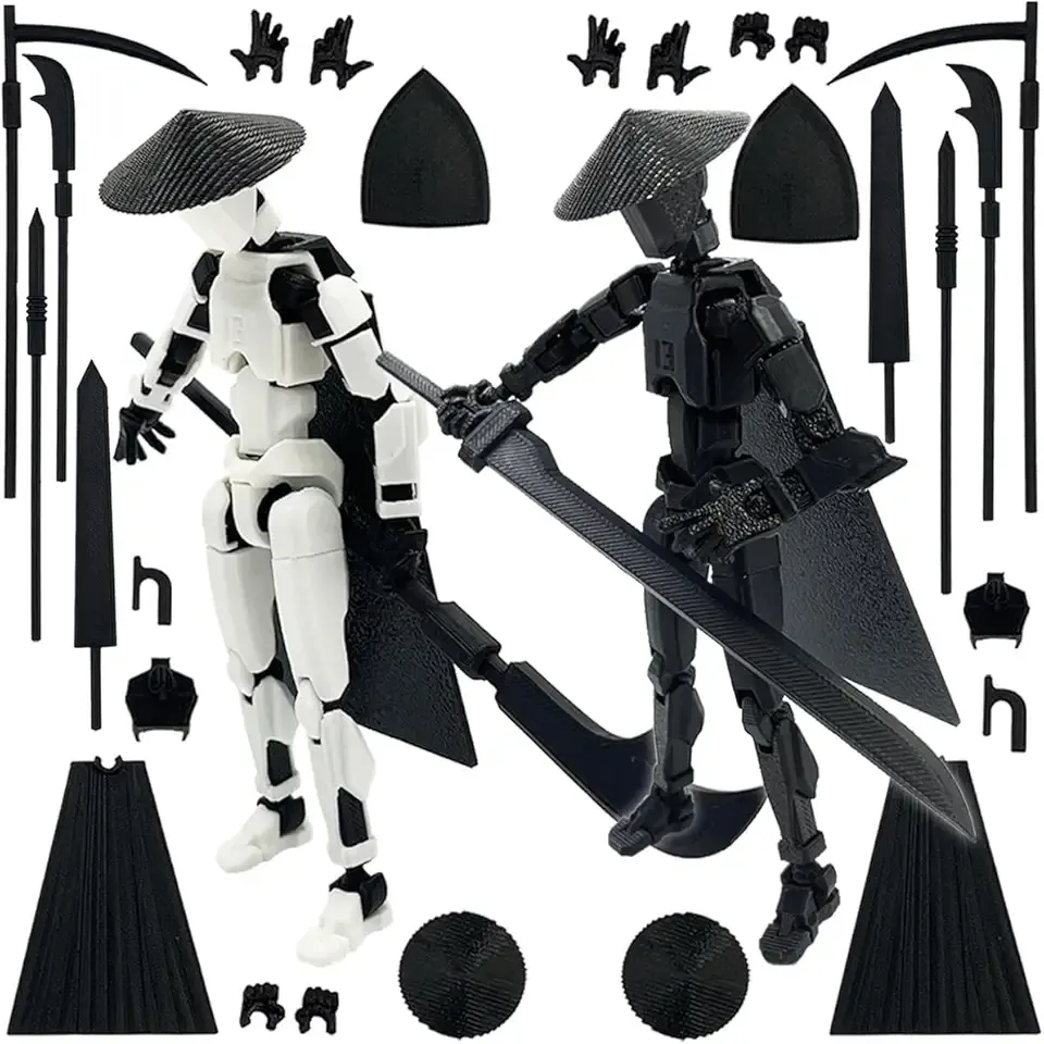 Titan 13 Action Figure Set (Assembly Completed), 3D Printed Multi-Jointed Movable T13 Lucky13 Dummy Mobile Robot, Nova 13 Action Figures Desktop Decorations for Game Lovers Toy (White/Black)